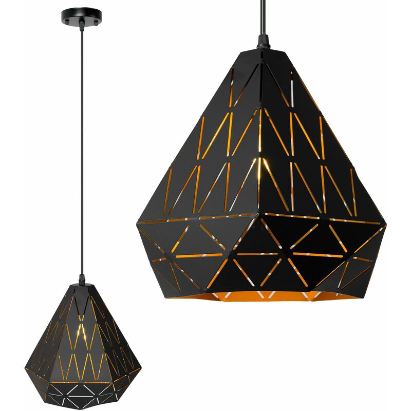 Image of Toolight - lampada a sospensione APP252-1CP geometrico triangolo nero 1-PUNTI luce E27 26X26X24,5CM regolabile - nero