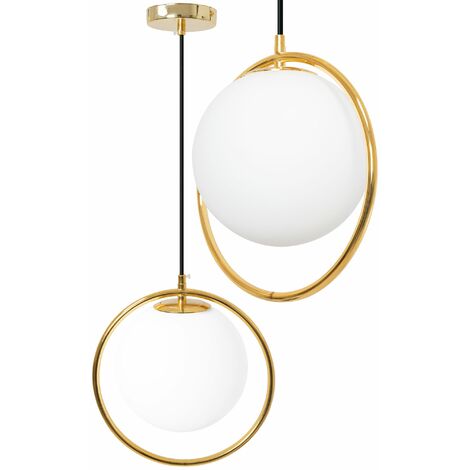 LAMPADA A SOSPENSIONE APP430-1CP VETRO SFERA BIANCO ORO 1-PUNTI LUCE E27 28X28X28-88CM REGOLABILE