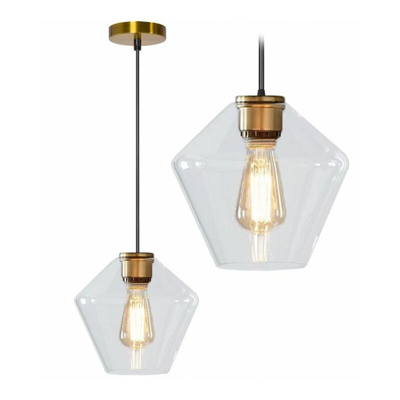 Image of Toolight - lampada a sospensione APP440-1CP vetro trasparente 1-PUNTI luce E27 23X23X23,5CM regolabile - oro