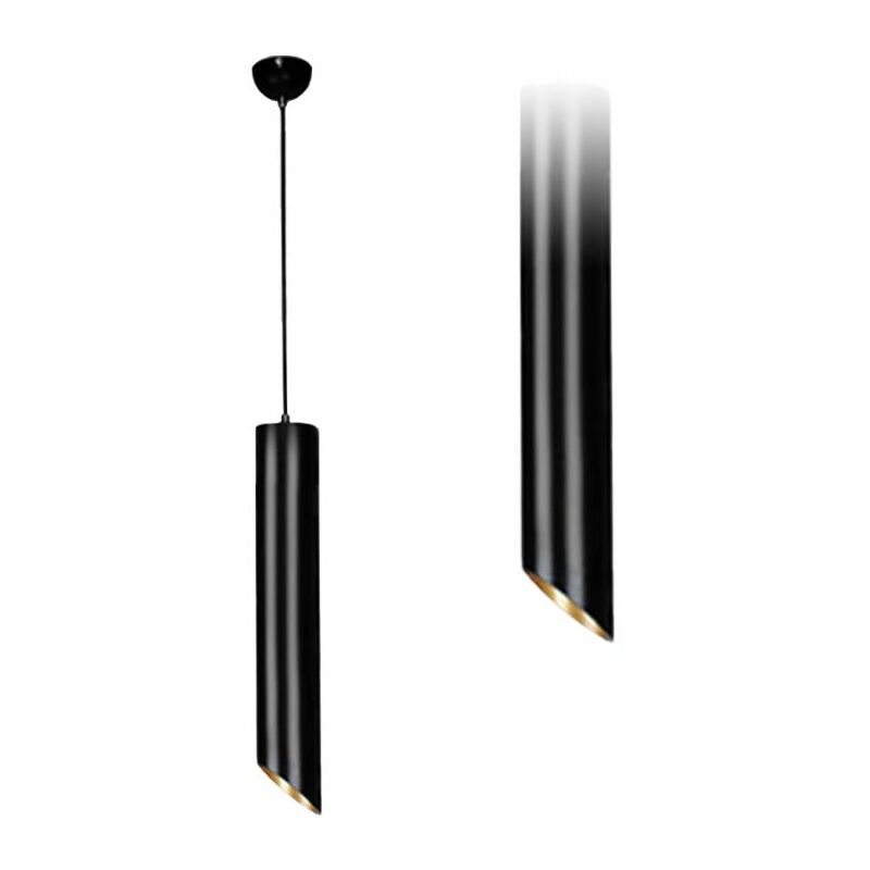 Image of Toolight - lampada a sospensione APP573-1CP moderno nero oro 20CM tubo 1-PUNTI luce GU-10 6X6X20-100CM regolabile - nero / oro