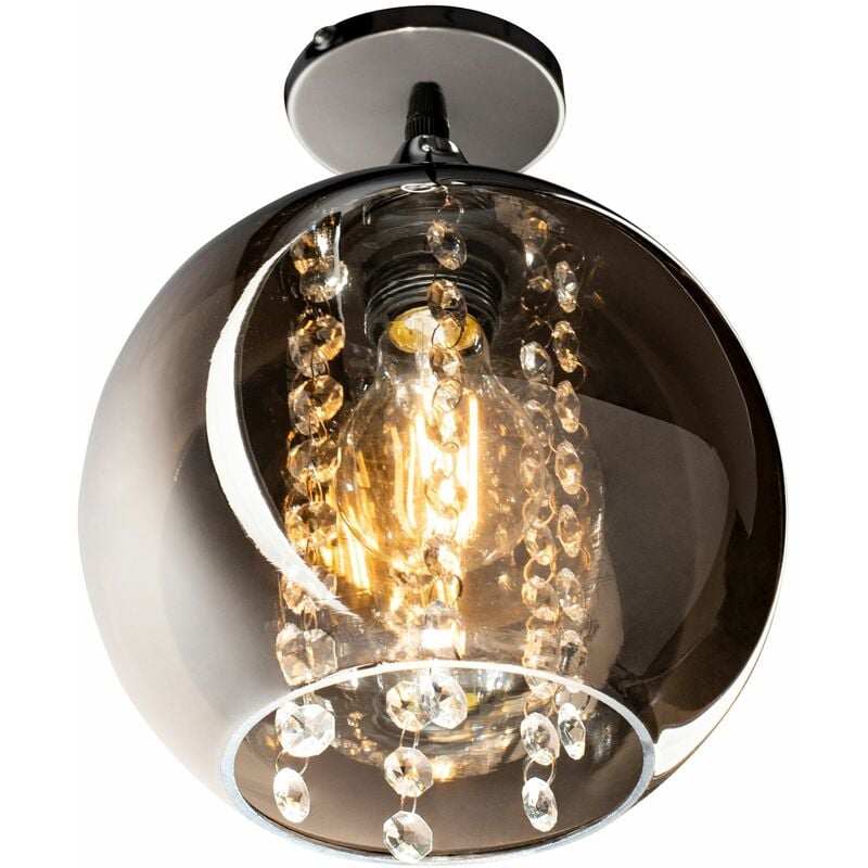 Image of Toolight - lampada a sospensione APP599-1C cristallo specchio 1-PUNTI luce E27 20X20X20CM - cromo