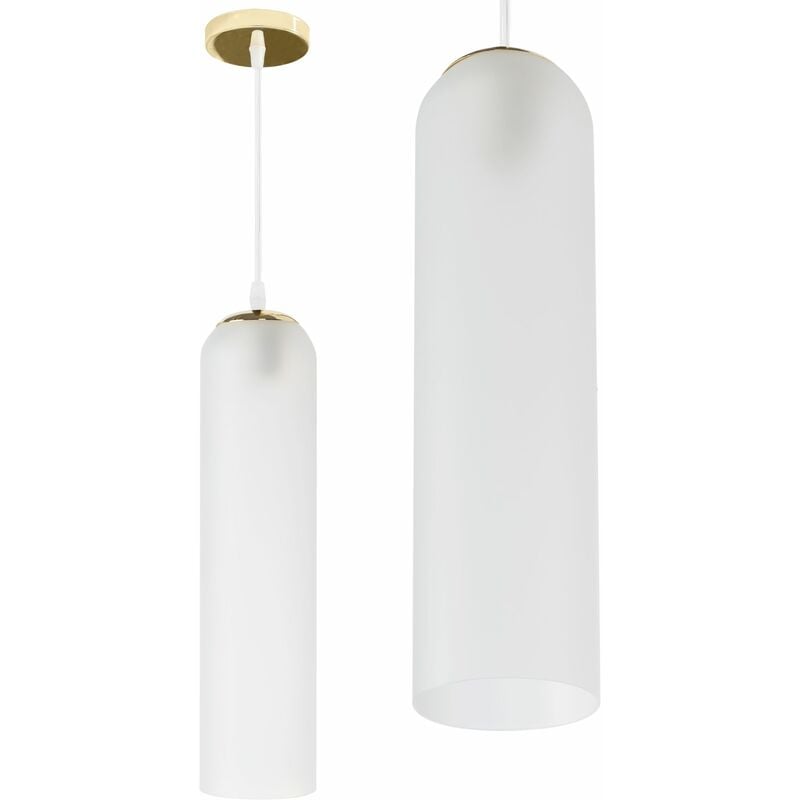 Image of Toolight - lampada a sospensione APP665-1CP vetro bianco oro 1-PUNTI luce E27 10X10X40-125CM regolabile - bianco / oro