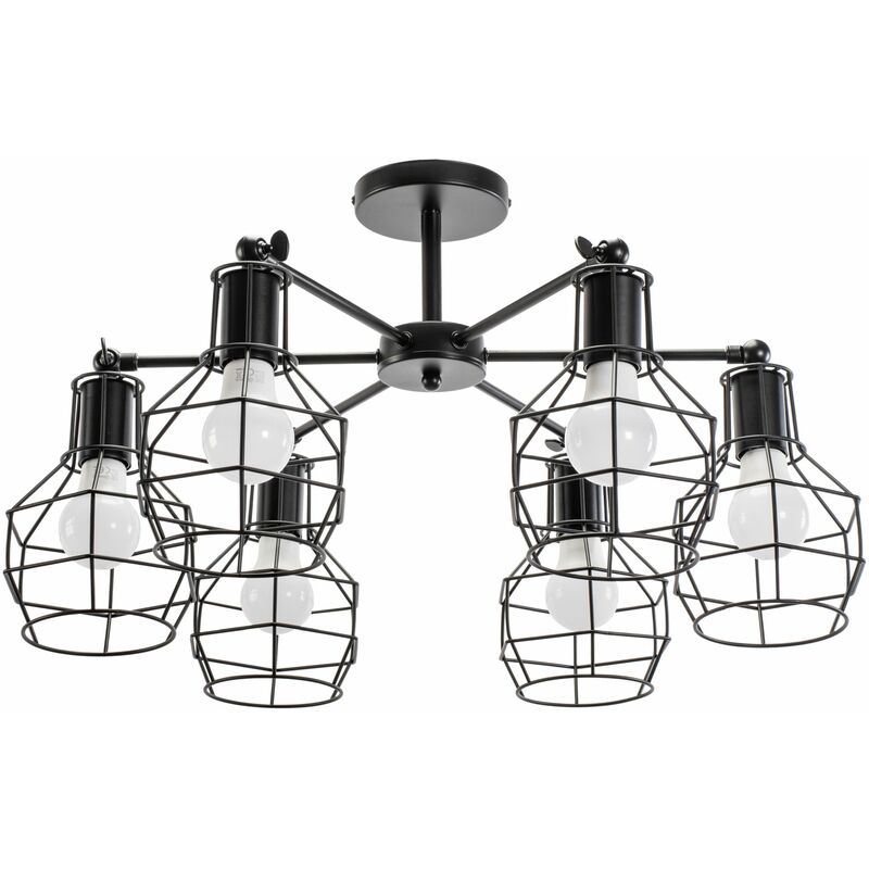 Image of Toolight - lampada a sospensione APP735-6C metallo loft 6-PUNTI luce E27 62X62X35CM - nero