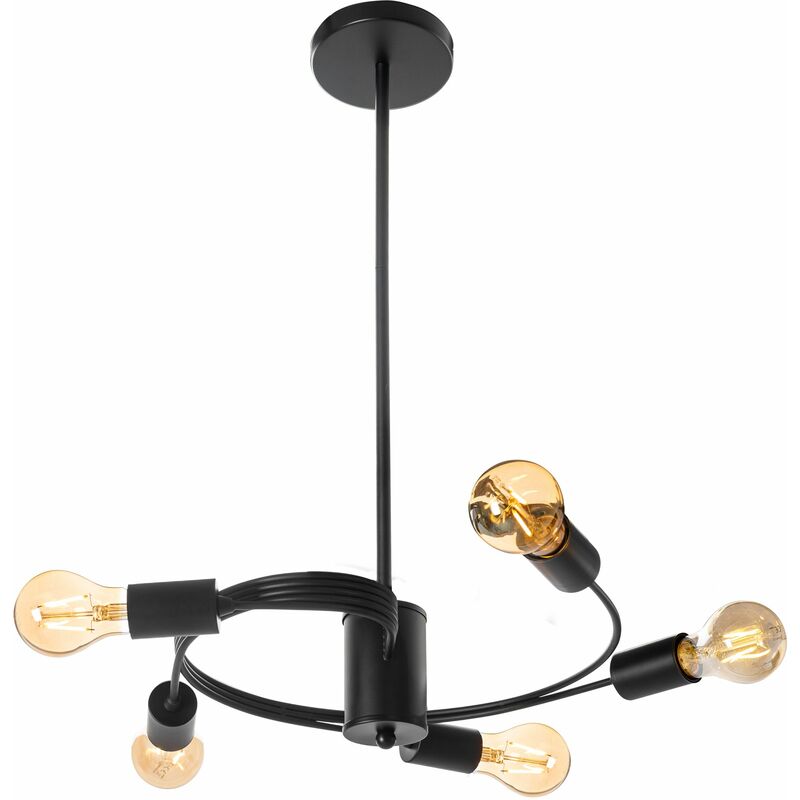 Image of Toolight - lampada a sospensione APP739-5CP loft nero 5-PUNTI luce E27 38X38X60CM - nero