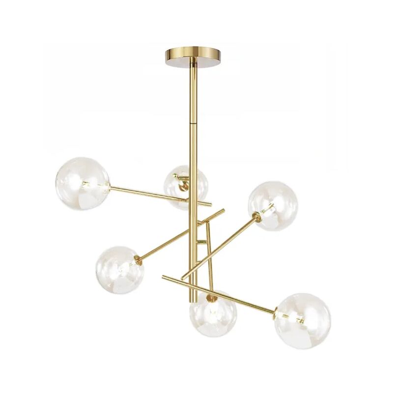 Image of Toolight - lampada a sospensione APP919-6CP vetro sfera 6-PUNTI luce G4 78X78X94,5CM - oro