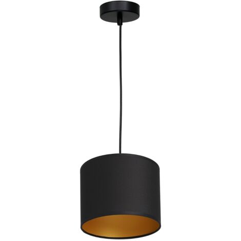 Lampada a sospensione Arden nera tessuto oro Ø18 E27