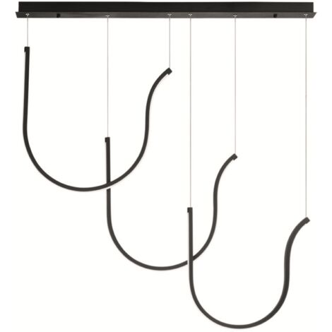 Lampada a sospensione ARQUA 3 Luci con base rettangolare 110 cm in metallo NERO