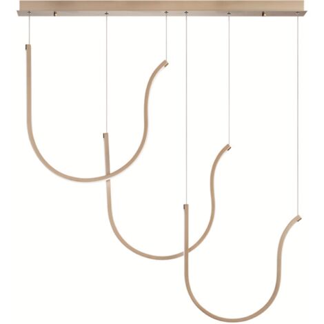 Lampada a sospensione ARQUA 3 Luci con base rettangolare 110 cm in metallo ORO