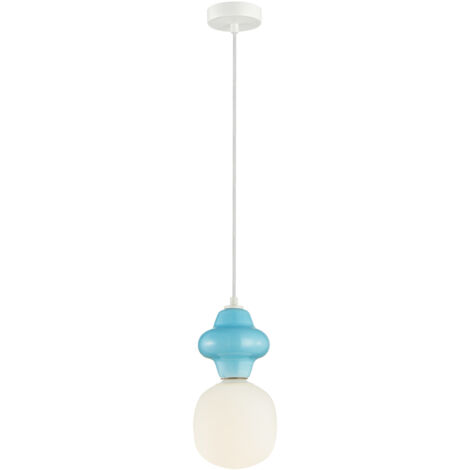 Lampada a sospensione Art Déco ceramica blu Ø15 E14 Italux