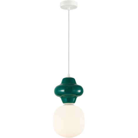 Lampada a sospensione Art Déco ceramica verde Ø18 E14 Italux