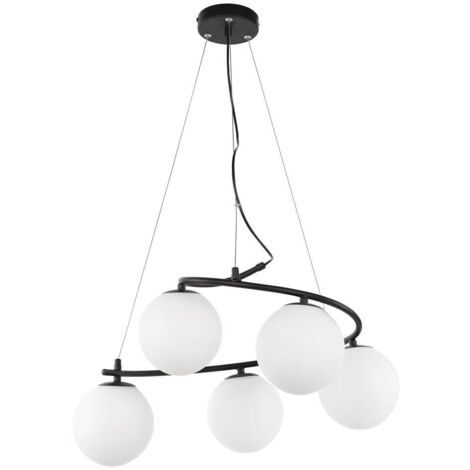 Lampada a sospensione ASLAN Black White E14 C37 5x max 5W L: 120 cm Ø56cm dimmerabile