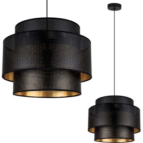 LAMPADA A SOSPENSIONE ASTI TRIO NERA E ORO 35CM MESH