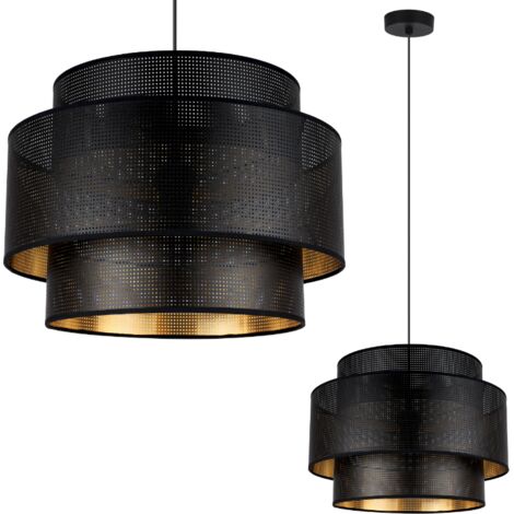 LAMPADA A SOSPENSIONE ASTI TRIO NERA E ORO 40CM MESH