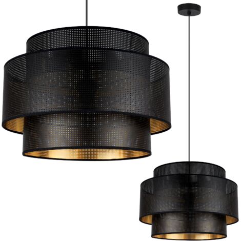 LAMPADA A SOSPENSIONE ASTI TRIO NERO E ORO 45CM MESH