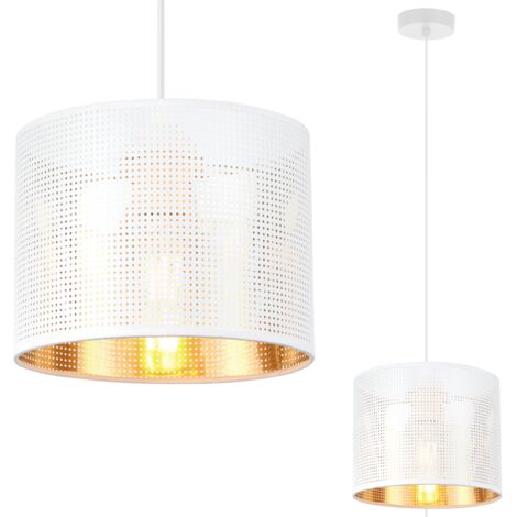 LAMPADA A SOSPENSIONE ASTI WHITE 1 PARALUME BIANCO PIATTO ORO 20CM
