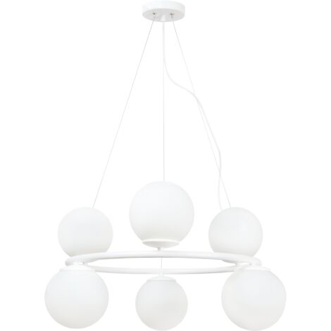 LAMPADA A SOSPENSIONE AURA BIANCA 6 PARALUME BIANCO PIATTO E14