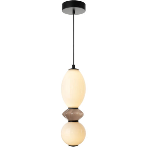 Lampada a sospensione Balos vetro/ceramica LED 12W nera Italux
