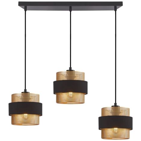 Lampada a sospensione BANS Italux nero oro 3xE27 su barra