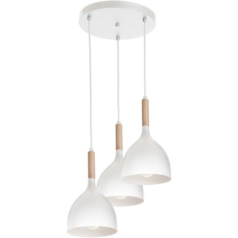 Lampada a sospensione bianca 3 luci legno E27 Luminex