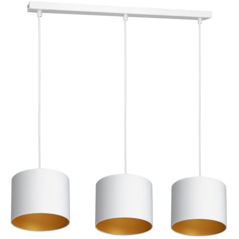 Lampada a sospensione bianca 3 paralumi oro Arden E27