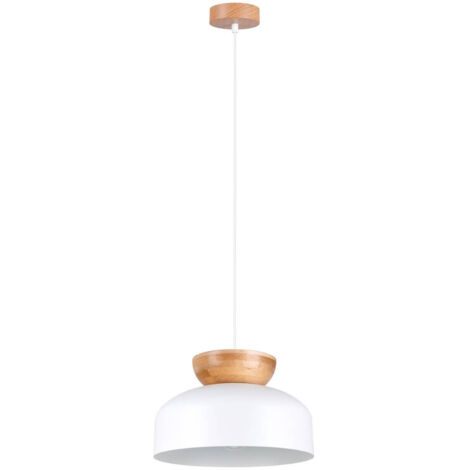 Lampada a sospensione bianca con elementi in legno MARION 1xE27 15W SL.1350 Sollux Lighting