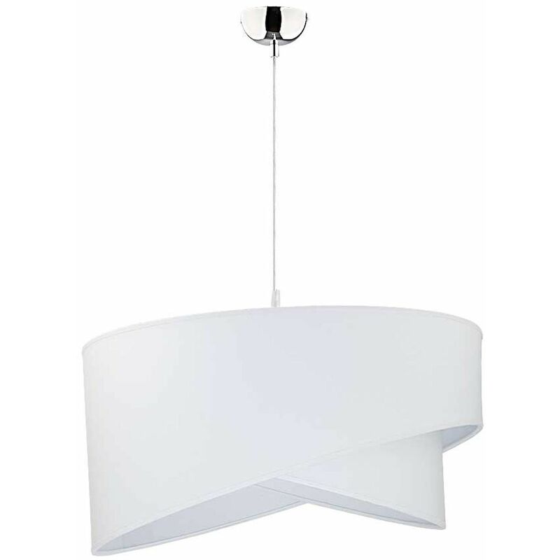 Lampada a sospensione bianca in tessuto rotonda