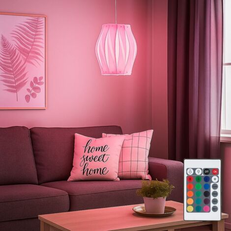 Lampada a sospensione bianca per sala da pranzo telecomando lampada a sospensione dimmerabile, metallo plastica, 1x LED RGB 4W 470Lm bianco caldo, DxH 30x150 cm