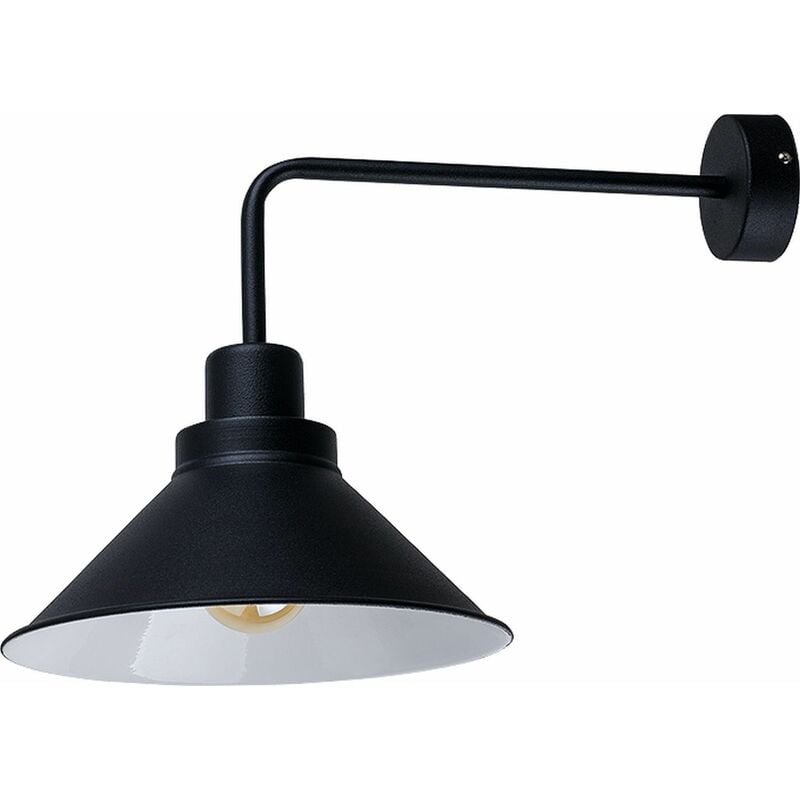 Image of Lampada da parete con braccio per interni color nero dal design retrò E27 ideale per corridoio cucina salotto collin - Nero