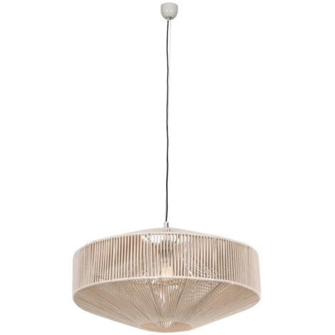 Lampada a sospensione boho beige cotone 61cm E27 Trio