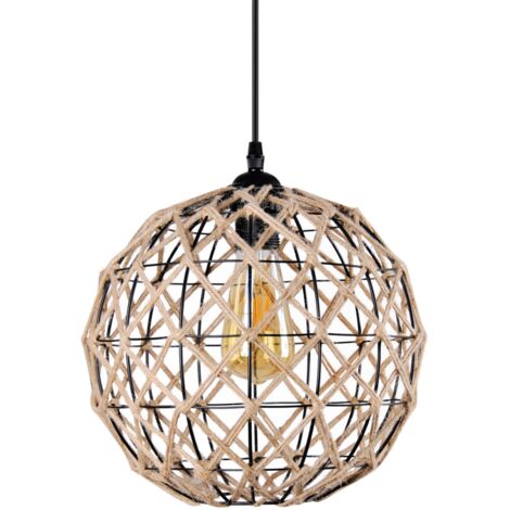Lampada a sospensione boho UMEA Polux E27 nero corda