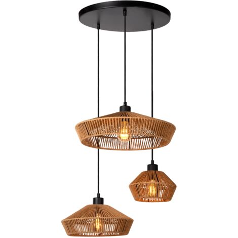 Lampada a sospensione boho Yunkai 3xE27 60W Lucide