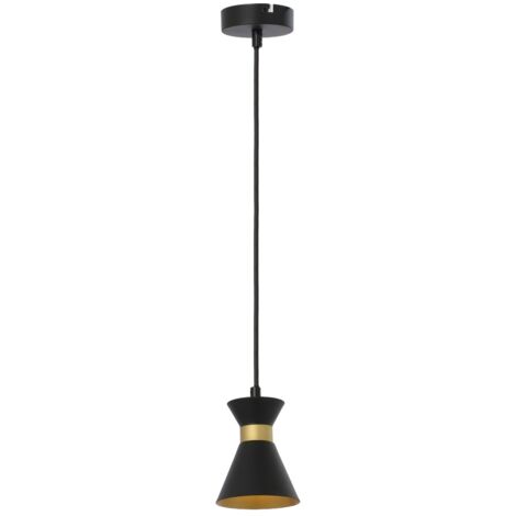 Lampada a sospensione Breda nera oro 1xE14 Reality