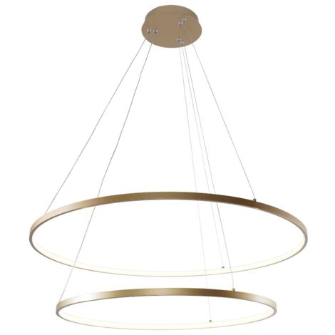 Lampada a sospensione Breno LED 60W 2 anelli oro Ø80