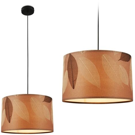 Lampada a sospensione Briloner Mata, decorazione a foglie, stile boho, attacco E27, colore caffè, Ø35 x 128 cm