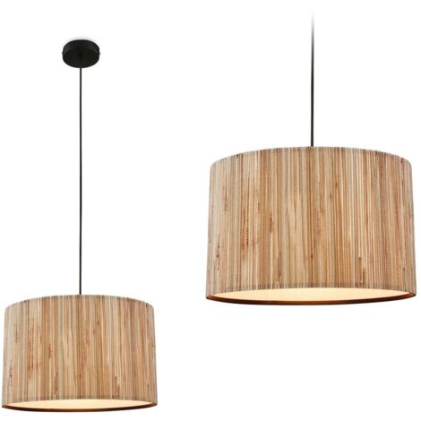 Lampada a sospensione Briloner Slama, paralume in alghe marine, stile boho, attacco E27, naturale, Ø35 x 128 cm
