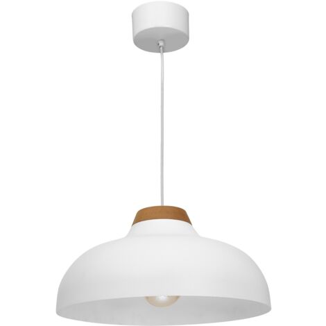 Lampada a sospensione Burgos bianca legno, E27 Ø40 Luminex