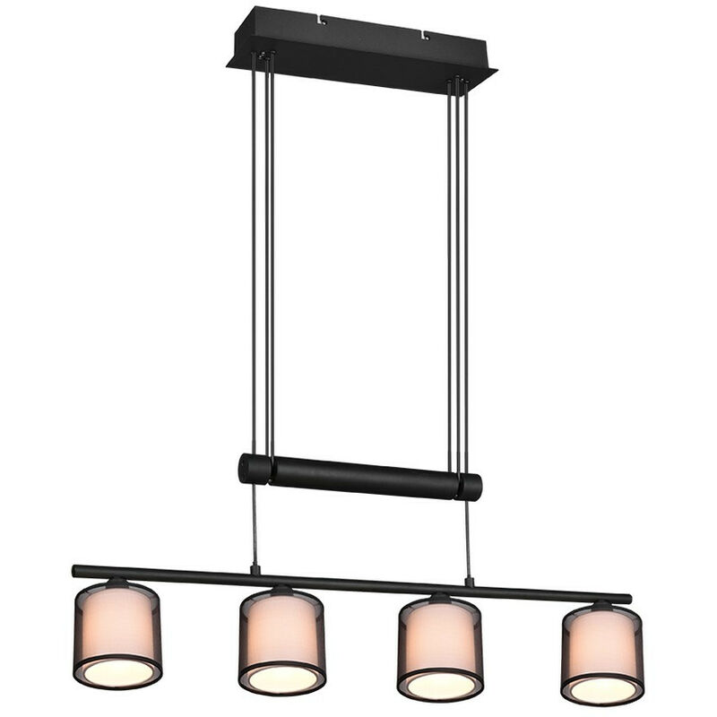Image of Trio Lighting - Trio Burton Plafoniera moderna a sospensione a 4 luci con barra nera opaca