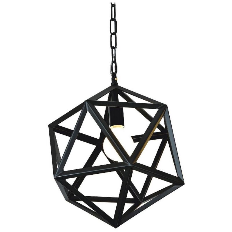 Image of Lampada a Sospensione Cage, Metallo, Nero, 30x30x100 cm