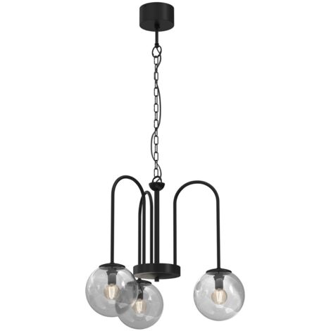 Lampada a sospensione Cambridge nera 3 sfere fumé E14