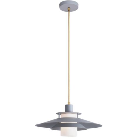 Lampada a sospensione Cameron Grigio Bianco E27 1x Max 40W L: 170 cm ø40cm dimmerabile