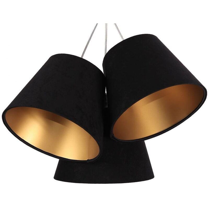 Lampada a sospensione campanello nero oro 3 x E27