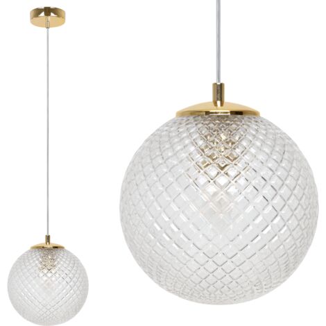 LAMPADA A SOSPENSIONE CANNES 1 PIATTO, PARALUME TRASPARENTE 20CM E27