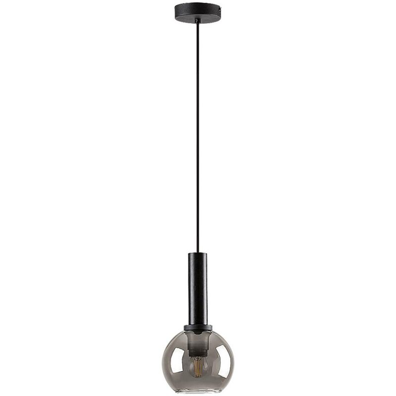 Image of Lampada a sospensione Centro E27 1x Max.40 w Metal Black, vetro Tinted h: 120 cm Ø15 cm Dimmabile