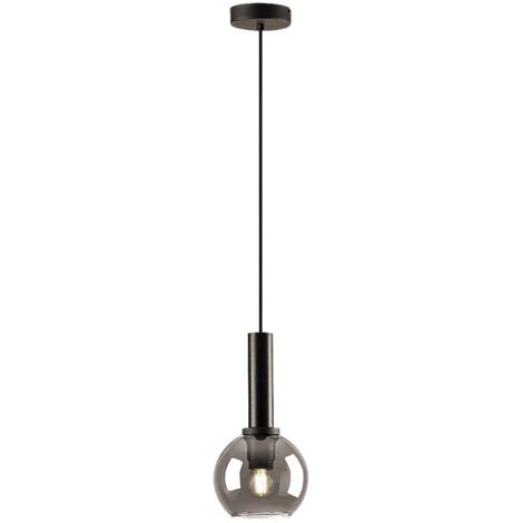 Lampada a sospensione Centro E27 1x Max.40 W Metal Black, vetro Tinted H: 120 cm Ø15 cm Dimmabile