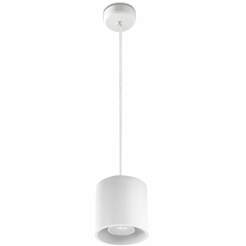 Image of Lampada a sospensione cilindrica lampade da tavolo da pranzo lampada a sospensione moderna soggiorno, alluminio bianco, 1x GU10, DxH 10x80 cm, sala