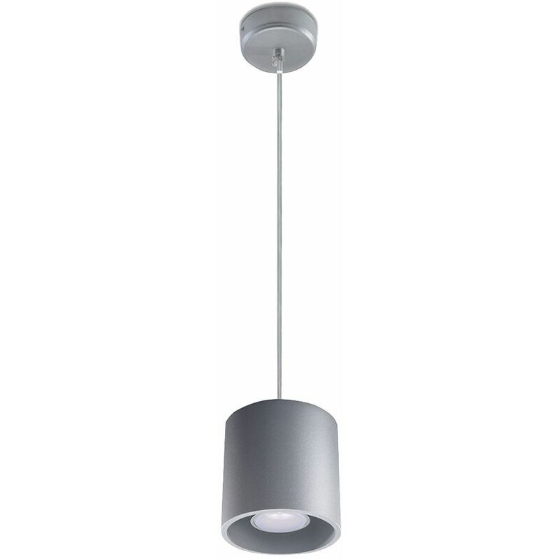 Image of Lampada a sospensione cilindro tavolo da pranzo plafoniere moderne lampade a sospensione soggiorno, grigio alluminio, 1x GU10, DxH 10x80 cm, sala da