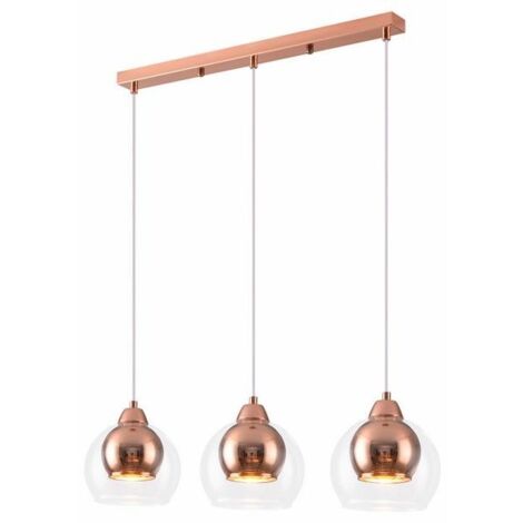 Lampada a sospensione Clara rame vetro 3xE27 Reality