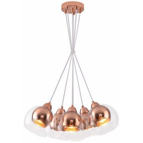 Lampada a sospensione Clara rame vetro 6 luci E27 Reality