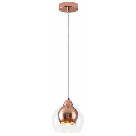Lampada a sospensione Clara rame vetro E27 Reality