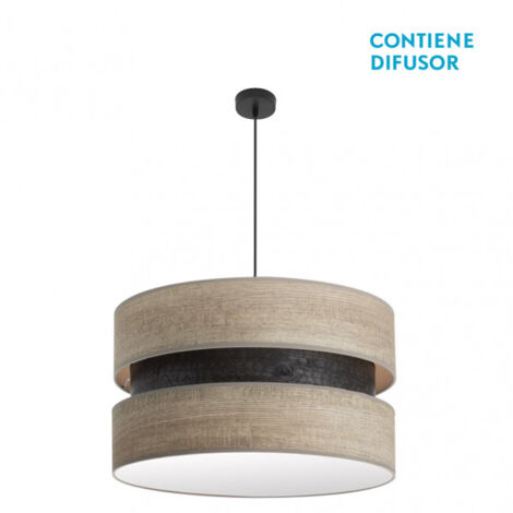 Lampada a sospensione Colet 3xe27 nero/grigio legno regx60x60 cm
